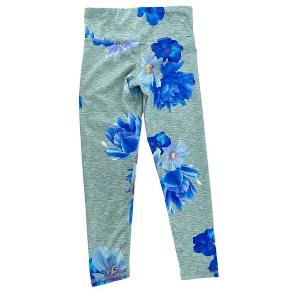 Old Navy Active Go Dry Girls Gray Blue Floral Print Stretchy Leggings Size 6/7 - Picture 8 of 12